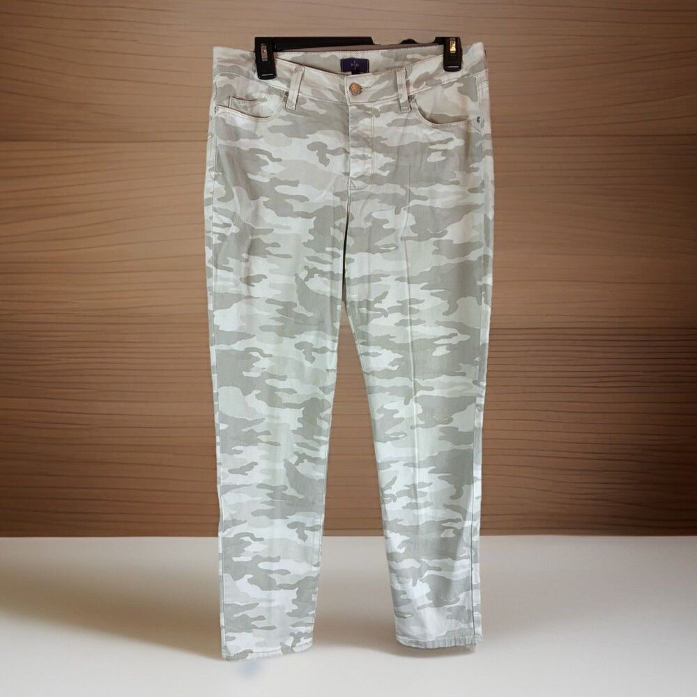 NYDJ Women’s Light Camo Cotton Blend Ankle Pants Size 8 USA